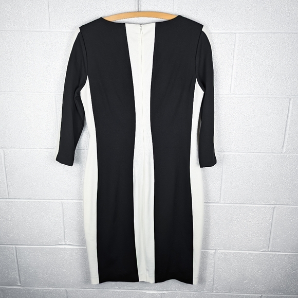 Nue by Shani Bodycon Quality Midi Dress Black Cream Zip Up Classic Heavyweight - Picture 4 of 8